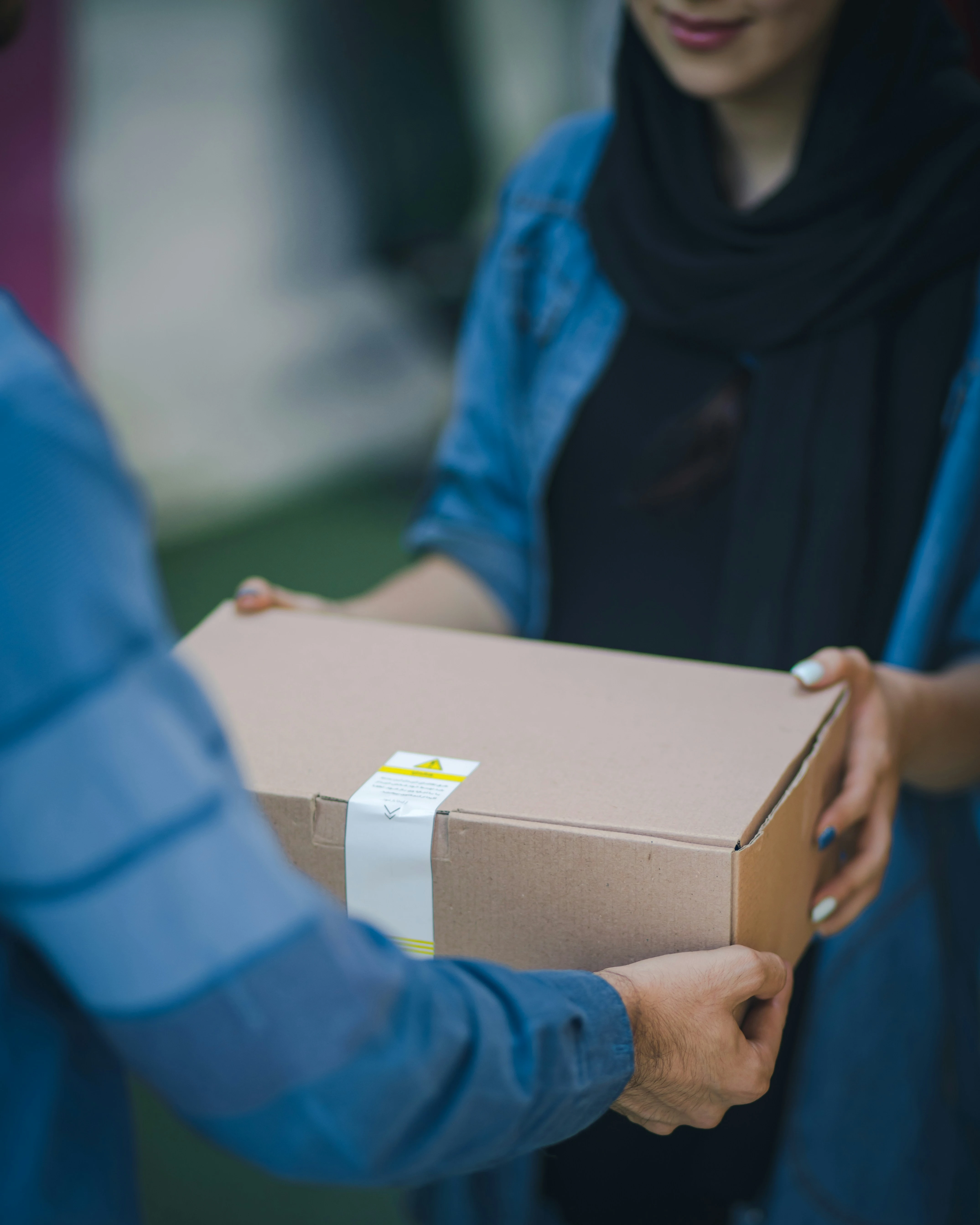 Woman getting a package 
